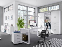 Büro-Set >Hamburg VI< in Weiß aus Metall...