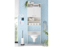 Waschmaschinenumbauschrank >Newport< in Weiß, 2 Türen, Fächer - 65x195x22cm (BxHxT)