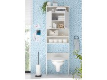 Waschmaschinenumbauschrank >Newport< in Weiß, 2 Türen, Fächer - 65x195x22cm (BxHxT)