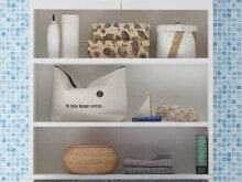 Waschmaschinenumbauschrank >Newport< in Weiß, 2 Türen, Fächer - 65x195x22cm (BxHxT)