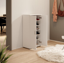 Schuhschrank >Nolana< in Weiß - 55x108x34cm (BxHxT)