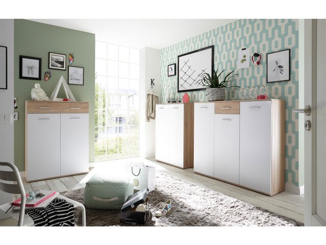 Schuhschrank >Mansfield< in Sonoma-Eiche - 90x120x36cm (BxHxT)