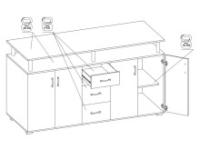 Highboard >Lyndy< in Sonoma-Eiche - 178x90x38cm (BxHxT)