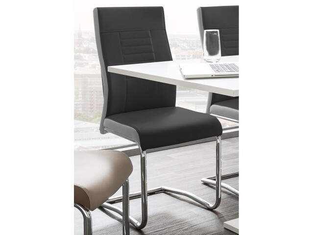 Esszimmerstuhl >Luton< (4-er Set) in Schwarz-Grau aus Metall - 46x98x60 (BxHxT)