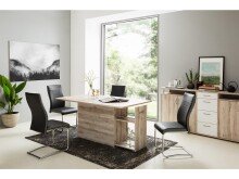 Esszimmerstuhl >Luton< (4-er Set) in Schwarz-Grau aus Metall - 46x98x60 (BxHxT)