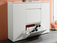 Schuhschrank >Ravenna III< in Weiß/Matt - 137.6x109x37cm (BxHxT)