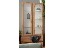 Vitrine >Ravenna I< in Honig-Eiche aus Glas -...