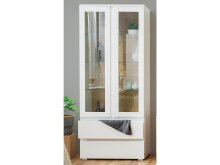 Vitrine >Ravenna I< in Weiß/Matt aus Glas -...