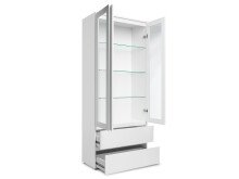 Vitrine >Ravenna I< in Weiß/Matt aus Glas - 80x191x40cm (BxHxT)