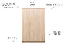 Kommode >Bremen IX< in Alu-Optik aus Kunststoff - 74x111x35cm (BxHxT)