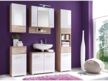 Hochschrank >Barnsley< in Weiß/Hochglanz aus MDF - 38x190x31cm (BxHxT)