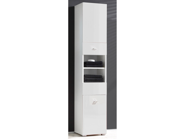 Hochschrank >Barnsley< in Weiß aus MDF - 38x190x31cm (BxHxT)