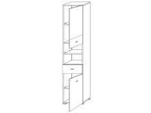 Hochschrank >Barnsley< in Weiß/Hochglanz aus MDF - 38x190x31cm (BxHxT)