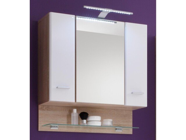 Spiegelschrank >Barnsley< in Sonoma-Eiche aus Glas - 70x74x26cm (BxHxT)
