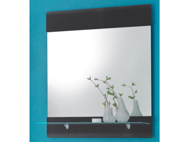 Wandspiegel >Corby< in Grau-Metallic Hochglanz aus Glas - 76x88x17cm (BxHxT)