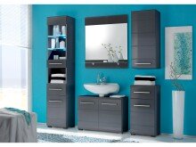 Wandspiegel >Corby< in Grau-Metallic Hochglanz aus Glas - 76x88x17cm (BxHxT)