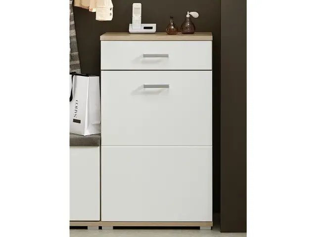 Schuhschrank >Arlington II< in chrom matt aus Metall - 60x104x38cm (BxHxT)
