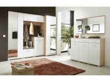 Schuhschrank >Arlington II< in chrom matt aus Metall - 60x104x38cm (BxHxT)