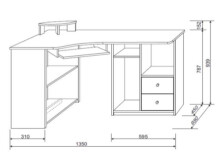 Eckschreibtisch >Marcel< in Weiß - 135x94x95cm (BxHxT)