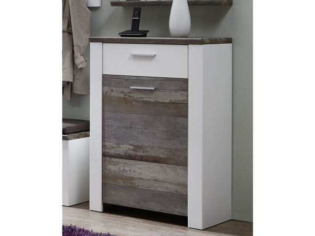 Schuhschrank >Mila< in Weiß aus Kunststoff - 68x105x39cm (BxHxT)