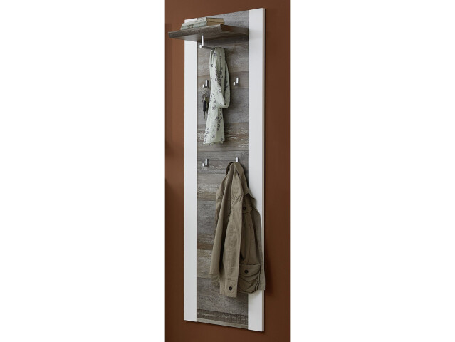 Garderobenpaneel >Mila< in Weiß aus Metall - 48x170x29cm (BxHxT)
