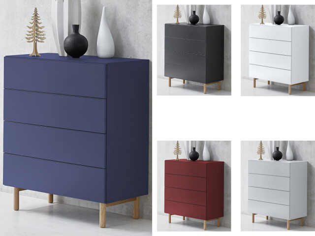 Kommode >Redditch< in Alufarben aus Metall - 80x95x41cm (BxHxT)