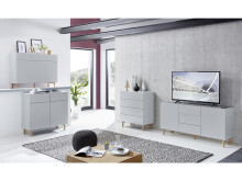 Kommode >Redditch< in Alufarben aus Metall - 80x95x41cm (BxHxT)
