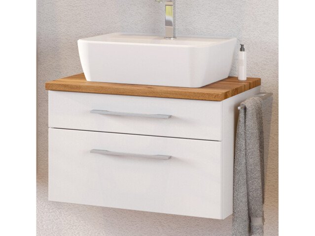 Waschbeckenunterschrank >Davos I< in Weiß aus MDF - 60x41x47cm (BxHxT)