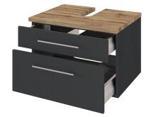 Waschbeckenunterschrank >Davos I< in Alufarben aus MDF - 60x41x47cm (BxHxT)
