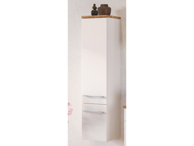 Midischrank >Davos I< in Weiß aus MDF - 30x130x35cm (BxHxT)