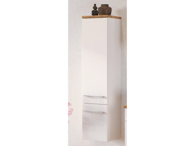 Midischrank >Davos I< in Weiß aus MDF - 30x130x35cm (BxHxT)