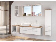 Midischrank >Davos II< in Weiß aus MDF - 30x130x35cm (BxHxT)