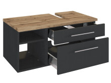 Waschbeckenunterschrank >Davos II< in Alufarben aus MDF - 90x41x47cm (BxHxT)