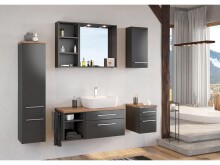 Waschbeckenunterschrank >Davos II< in Alufarben aus MDF - 90x41x47cm (BxHxT)