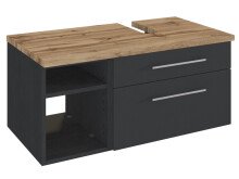 Waschbeckenunterschrank >Davos II< in Alufarben aus MDF - 90x41x47cm (BxHxT)