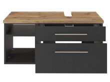 Waschbeckenunterschrank >Davos II< in Alufarben aus MDF - 90x41x47cm (BxHxT)