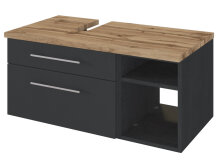 Waschbeckenunterschrank >Davos III< in Alufarben aus MDF - 90x41x47cm (BxHxT)