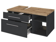 Waschbeckenunterschrank >Davos III< in Alufarben aus MDF - 90x41x47cm (BxHxT)