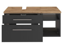Waschbeckenunterschrank >Davos III< in Alufarben aus MDF - 90x41x47cm (BxHxT)