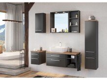 Waschbeckenunterschrank >Davos III< in Alufarben aus MDF - 90x41x47cm (BxHxT)