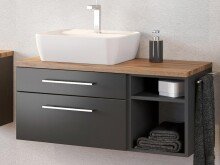 Waschbeckenunterschrank >Davos III< in Alufarben aus MDF - 90x41x47cm (BxHxT)