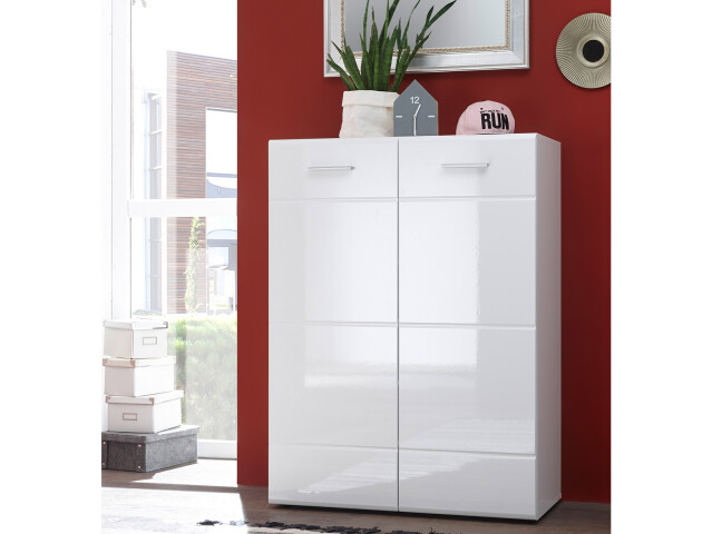 Schuhschrank >Olivia< in Weiß aus MDF - 90x122x40cm (BxHxT)