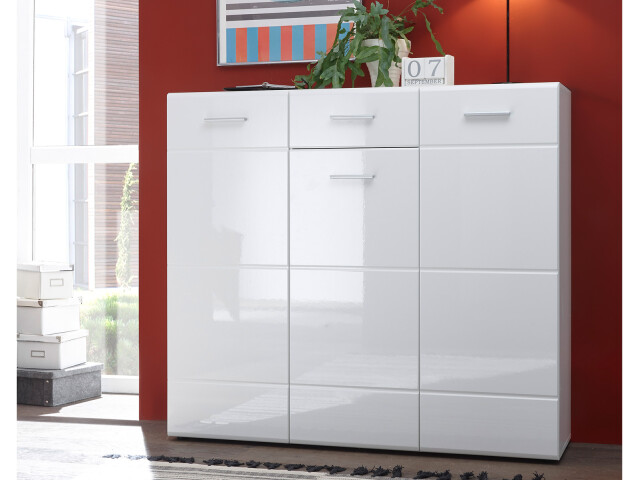 Schuhschrank >Olivia< in Weiß aus MDF - 135x122x40cm (BxHxT)