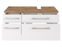 Waschbeckenunterschrank >Davos IV< in Weiß aus MDF - 90x41x47cm (BxHxT)