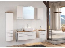 Waschbeckenunterschrank >Davos IV< in Weiß aus MDF - 90x41x47cm (BxHxT)