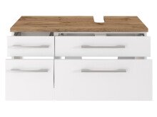 Waschbeckenunterschrank >Davos IV< in Weiß aus MDF - 90x41x47cm (BxHxT)