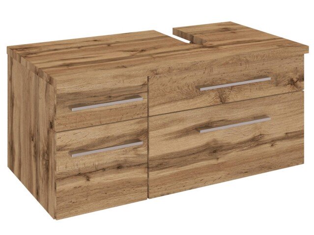 Waschbeckenunterschrank >Davos IV< in Alufarben aus MDF - 90x41x47cm (BxHxT)