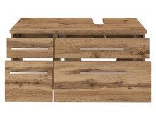Waschbeckenunterschrank >Davos IV< in Alufarben aus MDF - 90x41x47cm (BxHxT)