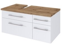 Waschbeckenunterschrank >Davos V< in Weiß aus MDF - 90x41x47cm (BxHxT)