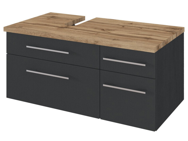 Waschbeckenunterschrank >Davos V< in Alufarben aus MDF - 90x41x47cm (BxHxT)